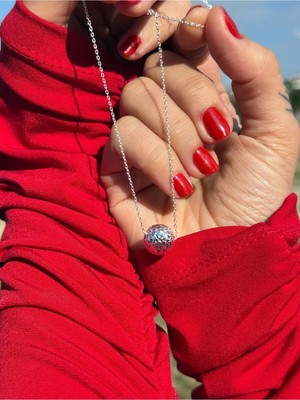925 Ayar 12 mm Kalem Işçilikli Gümüş Top Kolye