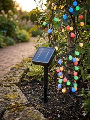 MarkEntegra 5 Metre 28 LED Top Güneş Enerjili Bahçe Aydınlatması – Rgb Renkli          [enerji Sınıfı A++]