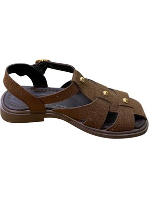 Shoes Kadın Düz Kaymaz Taban Önü Kapalı Kafes Sandalet