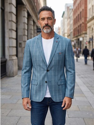 Marzolli Erkek Slimfit Ekose Ceket NS-1696