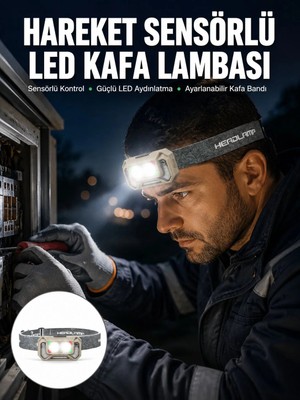 Negok Şarjlı Wave Sensörlü LED Kafa Feneri Outdoor Kullanım Yeni Nesil
