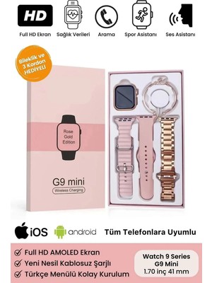 Genel Tedarik Kadınlar Için Tasarlanmış, Nabız ve Uyku Takibi Yapan Pembe Akıllı Saat - 3 Kordonlu