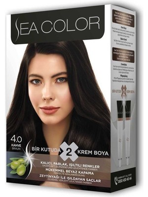 Sea Color 2 Tüp Krem Saç Boyası Seti Kahve No:4.0