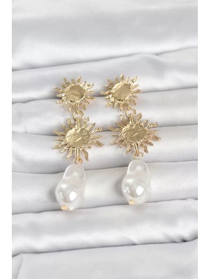 Aydogan's Ayd Gold Renk Pirinç Güneş Model Detaylı Kadın Küpe TJ-BKP11797