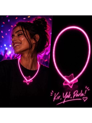 Aydogan's Ayd Fosforlu Yıldız Parti Kolyesi – Neon Işıklı Kolye Pembe Renk