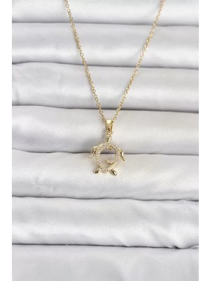 Aydogan's Ayd 316L Çelik Zincir Gold Renk Caretta Caretta Model Kadın Kolye TJ-BKO11096