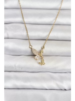 Aydogan's Ayd 316L Çelik Zincir Gold Renk Kelebek Model Kadın Kolye TJ-BKO11104