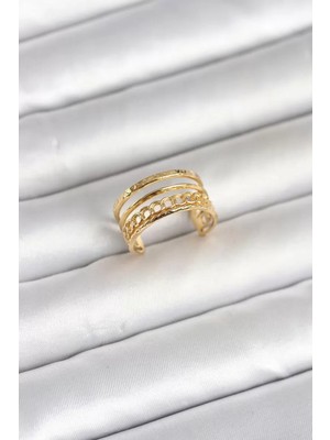 Aydogan's Ayd 316L Çelik Gold Renk Zincirli Vintage Model Kadın Yüzük - TJ-BYK4170