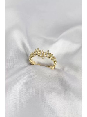 Aydogan's Ayd Gold Renk Pirinç Ritim Model Zirkon Taşlı Kadın Yüzük TJ-BYK4191