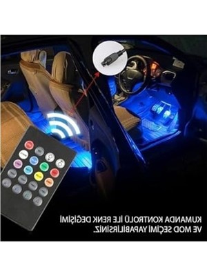 Hakay Sese Duyarlı Rgb Araç Içi Atmosfer LED Aydınlatma Seti