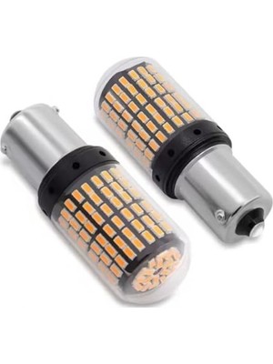 Hakay 144 Ledli Turuncu PY21W Tip BAU15S Ampul, Tek Duy