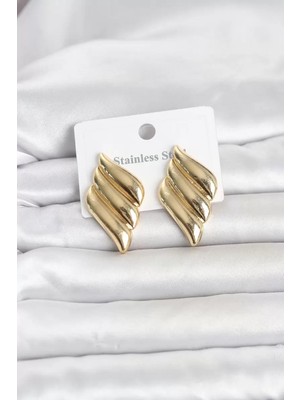 Aydogan's Ayd 316L Çelik Gold Renk Motif Model Kadın Küpe TJ-BKP11819