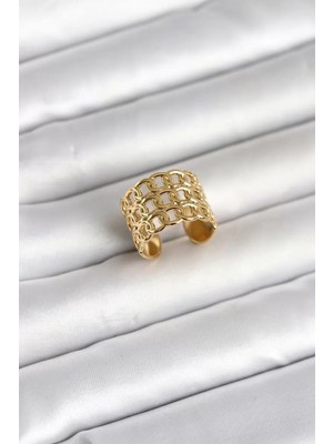 Aydogan's Ayd 316L Çelik Gold Renk Zincir Model Kadın Yüzük - TJ-BYK4177
