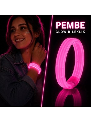 Aydogan's Ayd Pembe Kalın Glow Bileklik – Kırılarak Yanan Parti ve Festival Bilekliği
