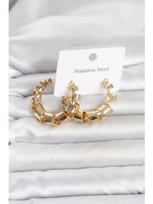 Aydogan's Ayd 316L Çelik Gold Renk Spiral Halka Kadın Küpe TJ-BKP11823