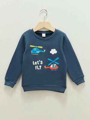 LC Waikiki Bisiklet Yaka Uzun Kollu Baskılı Erkek Bebek Sweatshirt