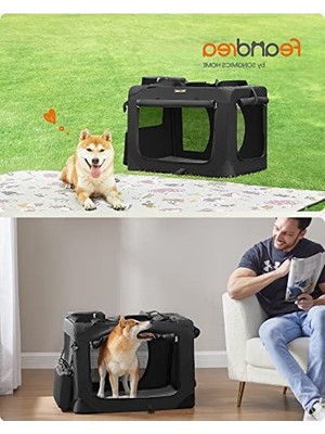 Hakay Katlanabilir Siyah Köpek Taşıma Kutusu, 50 x 35 x 35 cm Araba Için