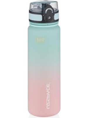 Hakay 500ML Sızdırmaz Kapaklı Motivasyonel Tritan Su Matarası - Su Yeşili ve Pembe
