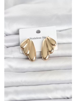 Aydogan's Ayd 316L Çelik Gold Renk Vintage Kadın Küpe TJ-BKP11808