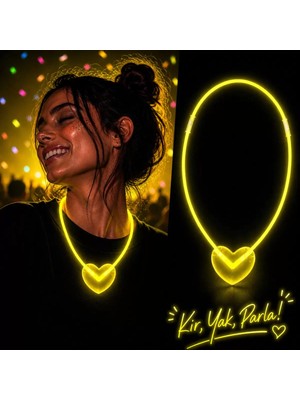 Aydogan's Ayd Neon Işıklı Fosforlu Kalp Parti Kolyesi Sarı Renk