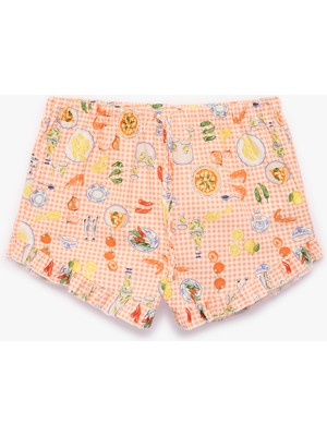 Koton Pamuklu Rahat Kesim Fiyonk Detaylı Kiraz Baskılı Şort Pijama Altı
