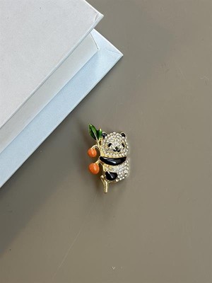 Royaleks Panda Broş - Beyaz