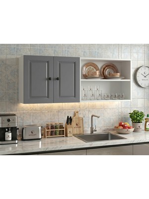 Kenz Life Kenzlife Membran Hazır Mutfak Dolabı Supsup Gribyz Çerçeve 160*60*32 Mebran Kapak Suntalam Gövde Arkalıklı