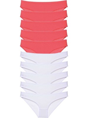 Royaleks 10 Adet Eko Set Likralı Kadın Slip Külot Fuşya Beyaz