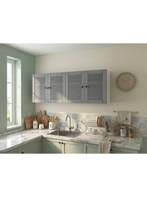 Kenz Life Kenzlife Membran Hazır Mutfak Dolabı Safderun Gribyz Panjur 160*60*32 Mebran Kapak Suntalam Gövde Arkalıklı