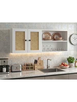 Kenz Life Kenzlife Hazır Mutfak Dolabı Supsup Mat Beyaz 160*60*32 Jut Kare Kapak Suntalam Gövde Arkalıklı
