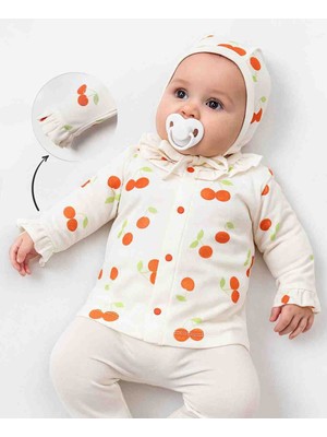 Babys Tasarım %100 Pamuklu Kiraz Desenli Yenidoğan Hastane Çıkışı Set Takım