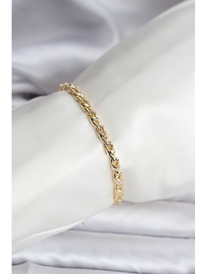 ALK 14K Gold Renk Kaplama Zincir Model Kadın cm Bileklik - Lisinya