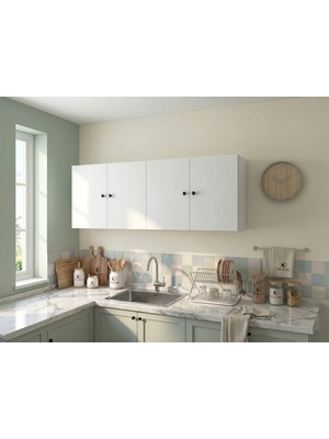 Kenz Life Kenzlife Hazır Mutfak Dolabı Safderun Mat Beyaz 160*60*32 Arkalıklı Suntalam