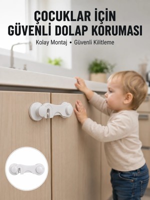 Negok 4 Adet Dolap ve Çekmece Emniyet Kilidi Çift Taraflı Bantlı Güvenli Tasarım Yeni Nesil