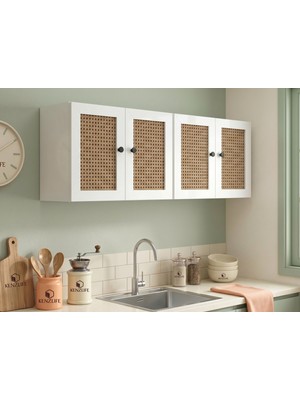 Kenz Life Kenzlife Hazır Mutfak Dolabı Esma Mat Beyaz 160*60*22 Hazeran Kare Kapak Suntalam Gövde Arkalıklı