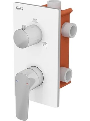 Teska Ciera 3 Yönlü Banyo Panel+Batarya Kare-Krom&beyaz Cam