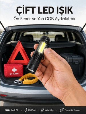 Mrt Teknik Taşınabilir Şarjlı LED Fener - 4 Modlu, 2000LM, Ayarlanabilir Odak Yeni Nesil