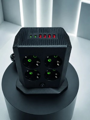 Mrt Teknik Akım Korumalı 8'li Dikey Priz 4 USB 2 Type-C Hızlı Şarj Destekli Çoklu Priz