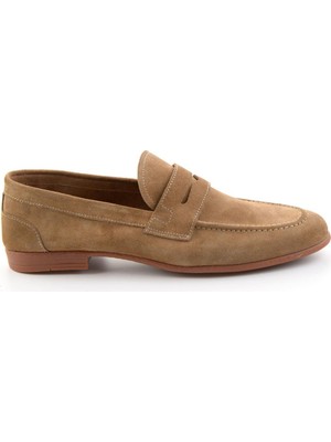 Bambi Bej Hakiki Deri Erkek Loafer Ayakkabı E01549024402