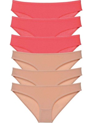 Royaleks 6 Adet Süper Eko Set Likralı Kadın Slip Külot Fuşya Ten