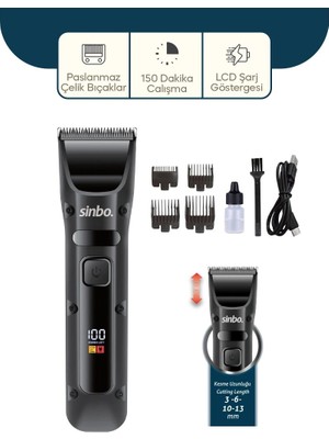 Genel Tedarik Sinbo Saç Sakal Kesme Tıraş Makinesi - USB Şarjlı - LCD Göstergeli