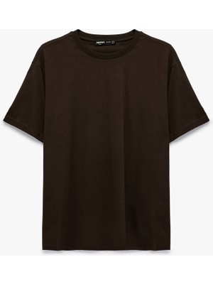 Koton Pamuklu Bisiklet Yaka Kısa Kollu Basic Oversize Tişört