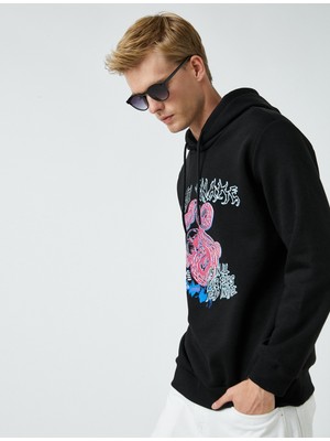 Koton Baskılı Kapşonlu Sweatshirt Şardonlu