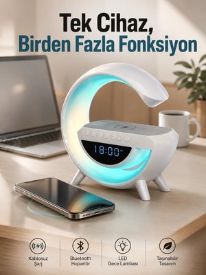 sbodurhome Android Uyumlu Akıllı Bluetooth Hoparlör Kablosuz Şarj Cihazı Standı