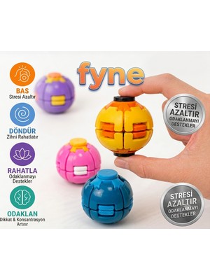 fyne Döndürülebilir Fidget Oyuncak | Odaklanma ve Rahatlama | 6 cm Stres Topu |