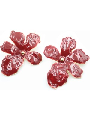 Royaleks Çiçek Küpe - Bordo