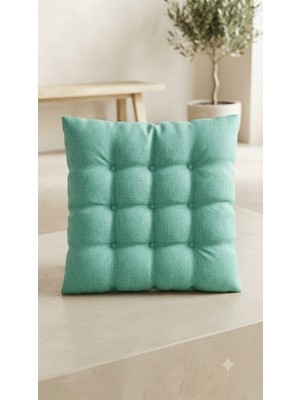Yuvina 4'lü Sandalye Minderi 40X40 cm –9 Puntolu- Yumuşak Dolgulu, Yıkanabilir, Bağcıklı, Mutfak, Balkon, Bahçe ve Yemek Odası Için