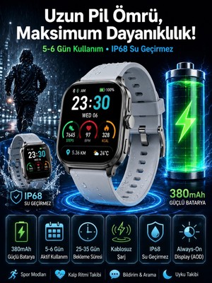 Genel Tedarik Akıllı Saat Sesli Görüşme Bluetooth Bağlantılı Kablosuz Şarj Özelliği Yeni Nesil