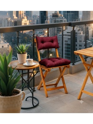 Yuvina Yaslanmalı Takım Sandalye Minderi-40*40-40-25-Bağcıklı