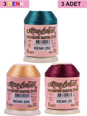 Royaleks Group 3 Adet Altınbaşak Oya ve Dantel Ipi 20 gr - Royaleks - No: 650 - 025 - 292